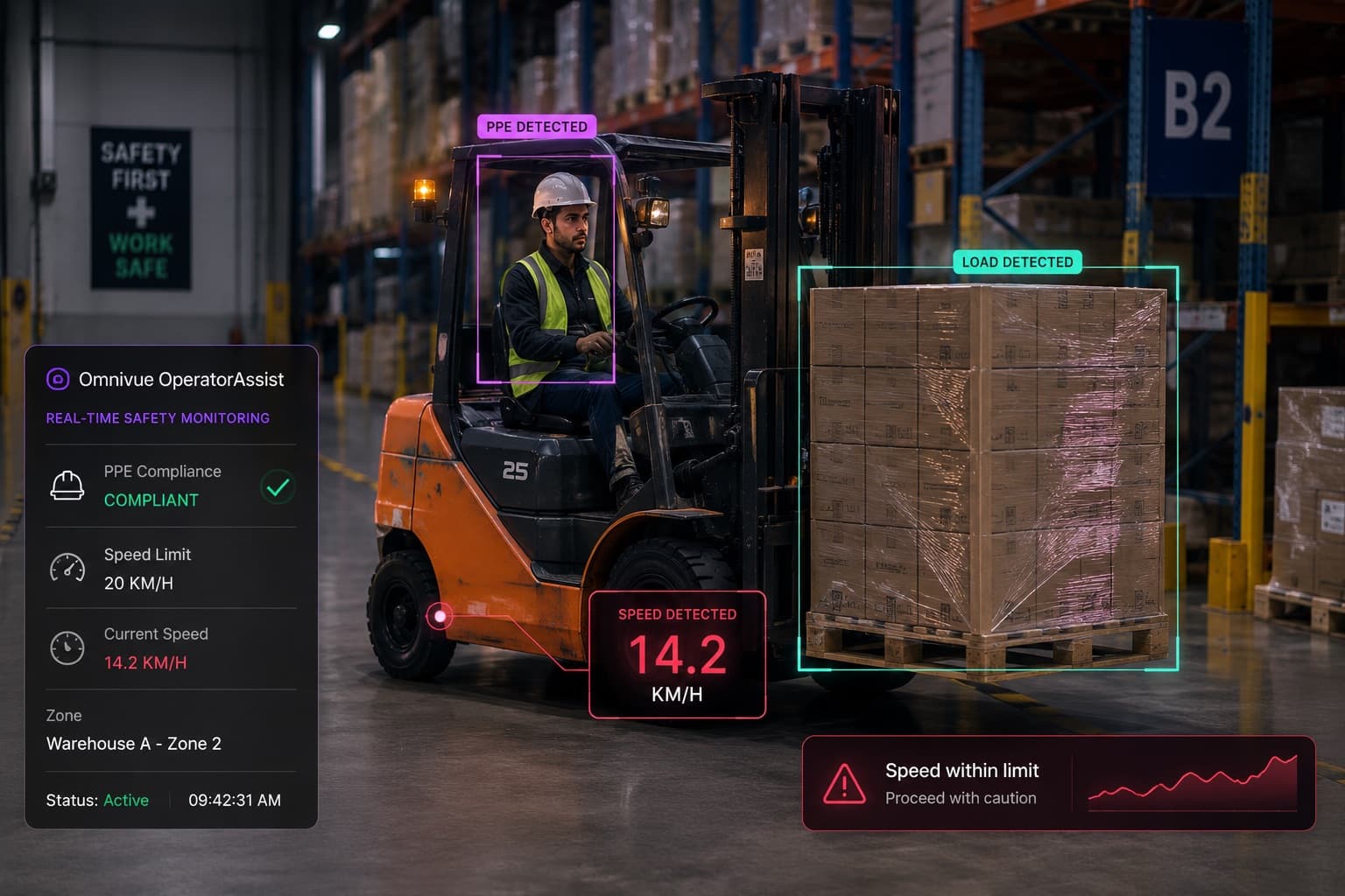 Forklift speed and industrial safety monitoring