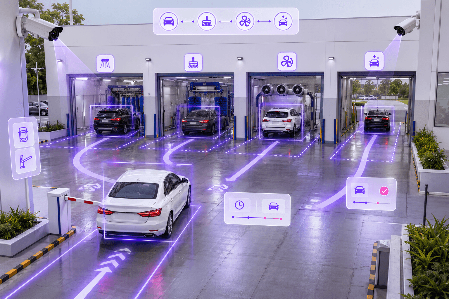 Vehicle bay operations with AI journey tracking