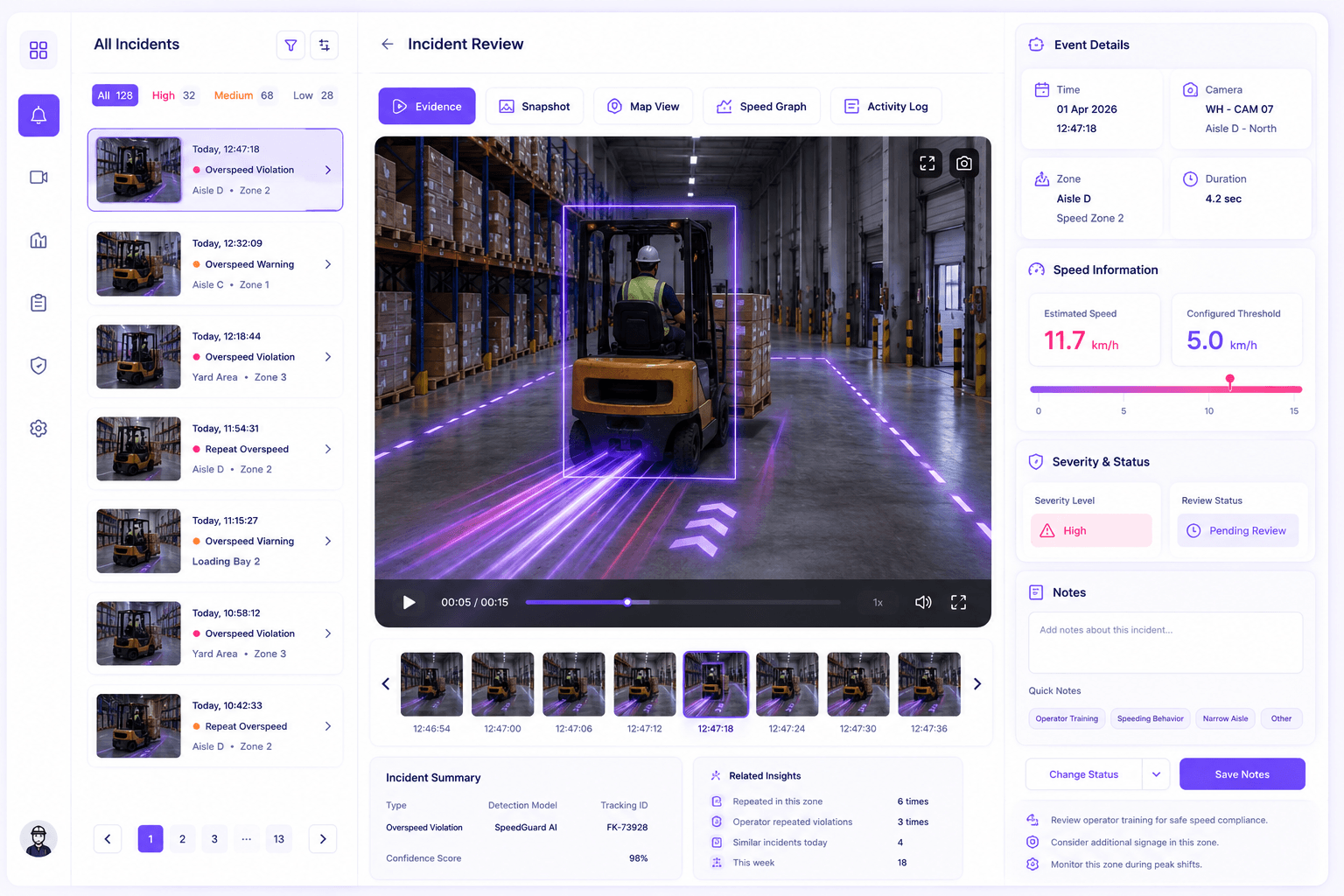 SpeedGuard HSE operations dashboard