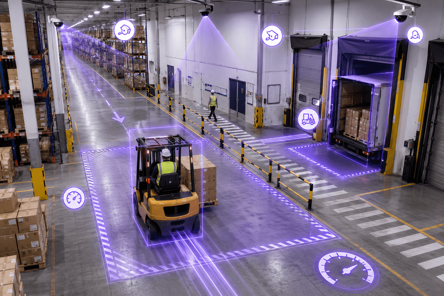 SpeedGuard forklift speed monitoring zone setup