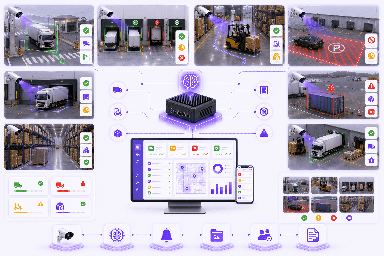 Warehouse and yard intelligence deployment models across gates docks and warehouses