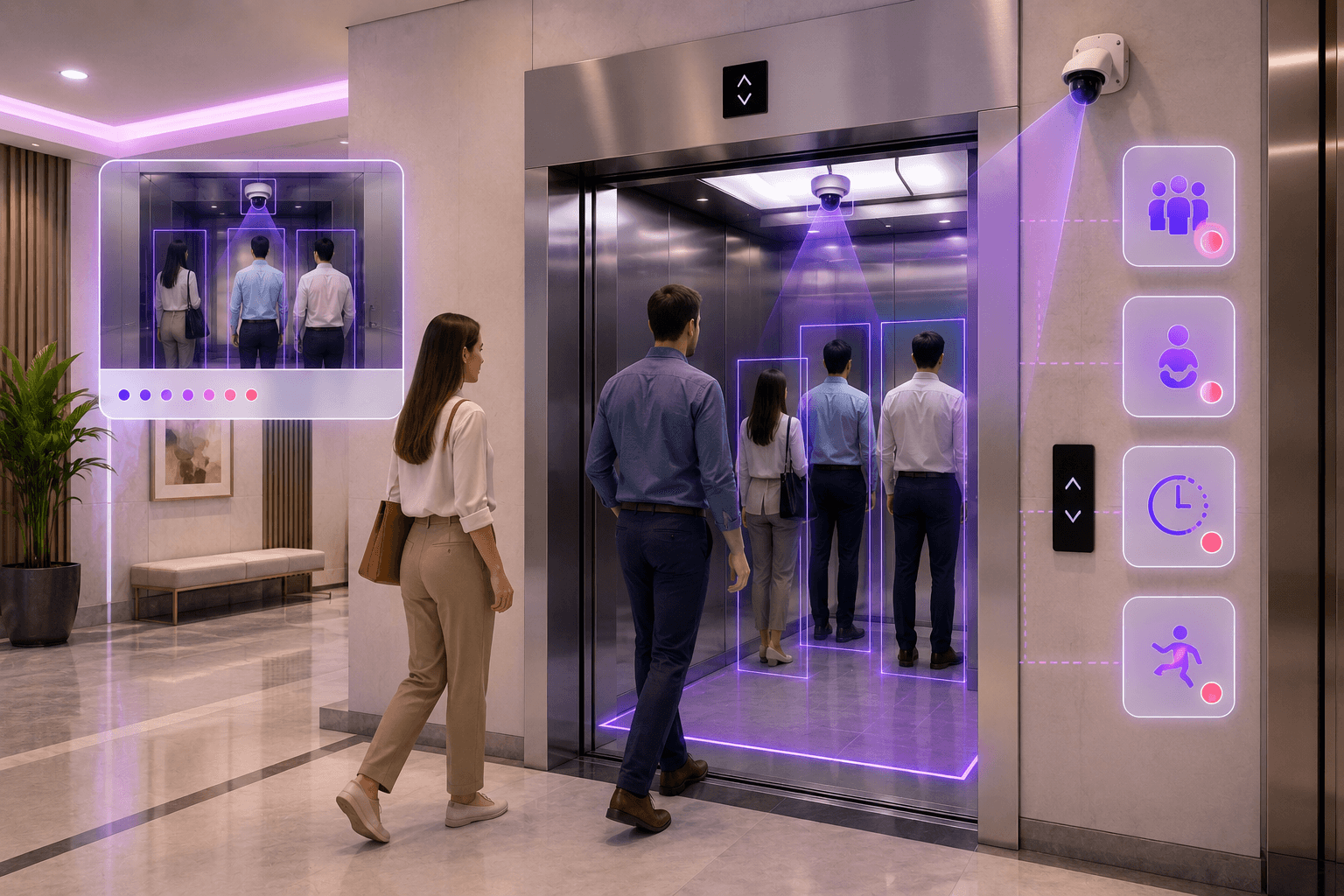 Modern elevator cabin monitoring with AI safety awareness